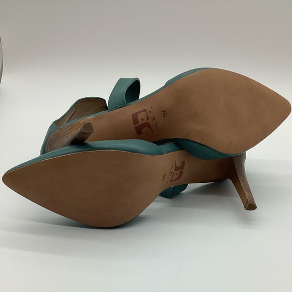 2105. Joe’s Turquoise Teal Criss-Cross Wood Heel Pumps NWOT Size 9 - Picture 8 of 9